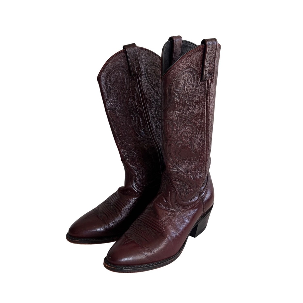 Dan Post Womens Burgundy Leather Western Cowboy Boots Pointed Toe Size 7 M 212 R